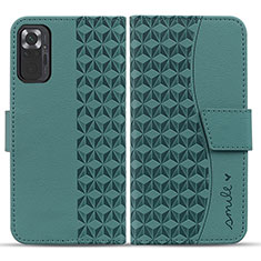 Custodia Portafoglio In Pelle Cover con Supporto HF1 per Xiaomi Redmi Note 10 Pro 4G Verde