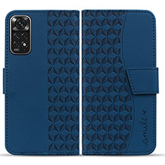 Custodia Portafoglio In Pelle Cover con Supporto HF1 per Xiaomi Redmi Note 11 4G (2022) Blu