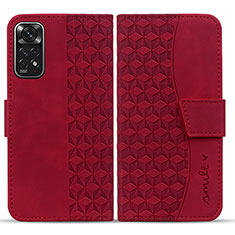 Custodia Portafoglio In Pelle Cover con Supporto HF1 per Xiaomi Redmi Note 11 4G (2022) Rosso