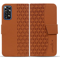 Custodia Portafoglio In Pelle Cover con Supporto HF1 per Xiaomi Redmi Note 11 Pro 4G Marrone