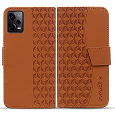 Custodia Portafoglio In Pelle Cover con Supporto HF1 per Xiaomi Redmi Note 12 Explorer Marrone