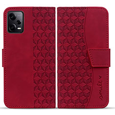 Custodia Portafoglio In Pelle Cover con Supporto HF1 per Xiaomi Redmi Note 12 Pro+ Plus 5G Rosso