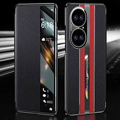 Custodia Portafoglio In Pelle Cover con Supporto JB1 per Huawei P50 Pro Rosso e Nero