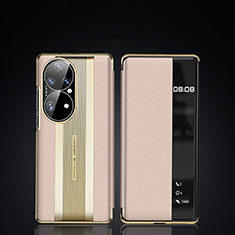 Custodia Portafoglio In Pelle Cover con Supporto JB2 per Huawei P50 Pro Oro