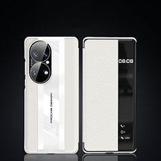 Custodia Portafoglio In Pelle Cover con Supporto JB3 per Huawei P50 Pro Bianco
