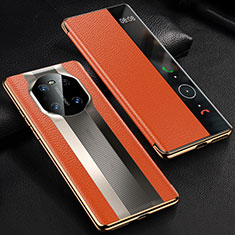 Custodia Portafoglio In Pelle Cover con Supporto K01 per Huawei Mate 40 Pro Arancione