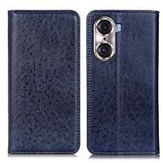 Custodia Portafoglio In Pelle Cover con Supporto K01Z per Huawei Honor 60 5G Blu