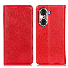 Custodia Portafoglio In Pelle Cover con Supporto K01Z per Huawei Honor 60 5G Rosso