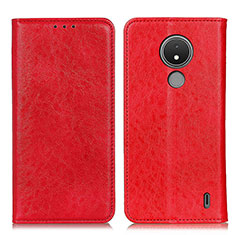 Custodia Portafoglio In Pelle Cover con Supporto K01Z per Nokia C21 Rosso