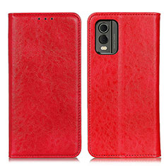 Custodia Portafoglio In Pelle Cover con Supporto K01Z per Nokia C210 Rosso