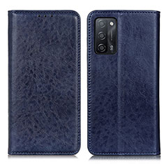 Custodia Portafoglio In Pelle Cover con Supporto K01Z per Oppo A55 5G Blu
