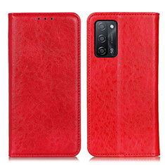 Custodia Portafoglio In Pelle Cover con Supporto K01Z per Oppo A55 5G Rosso