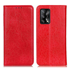 Custodia Portafoglio In Pelle Cover con Supporto K01Z per Oppo A74 4G Rosso