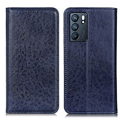 Custodia Portafoglio In Pelle Cover con Supporto K01Z per Oppo Reno6 5G Blu