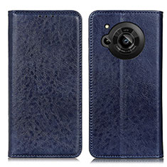 Custodia Portafoglio In Pelle Cover con Supporto K01Z per Sharp Aquos R7 Blu