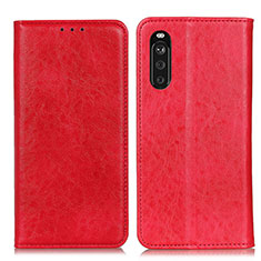 Custodia Portafoglio In Pelle Cover con Supporto K01Z per Sony Xperia 10 III Rosso