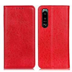 Custodia Portafoglio In Pelle Cover con Supporto K01Z per Sony Xperia 5 III Rosso