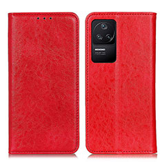Custodia Portafoglio In Pelle Cover con Supporto K01Z per Xiaomi Poco F4 5G Rosso