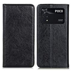 Custodia Portafoglio In Pelle Cover con Supporto K01Z per Xiaomi Poco M4 Pro 4G Nero
