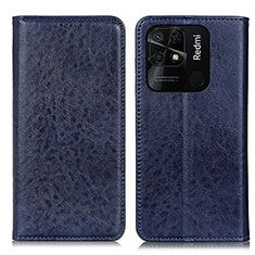Custodia Portafoglio In Pelle Cover con Supporto K01Z per Xiaomi Redmi 10 India Blu