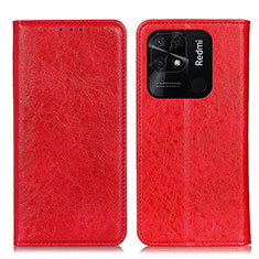 Custodia Portafoglio In Pelle Cover con Supporto K01Z per Xiaomi Redmi 10C 4G Rosso