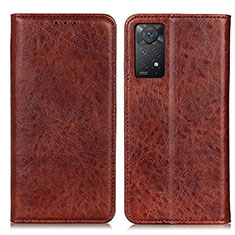 Custodia Portafoglio In Pelle Cover con Supporto K01Z per Xiaomi Redmi Note 11 Pro 5G Marrone