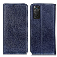 Custodia Portafoglio In Pelle Cover con Supporto K01Z per Xiaomi Redmi Note 11S 4G Blu