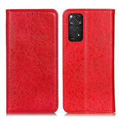 Custodia Portafoglio In Pelle Cover con Supporto K01Z per Xiaomi Redmi Note 11S 4G Rosso
