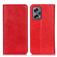 Custodia Portafoglio In Pelle Cover con Supporto K01Z per Xiaomi Redmi Note 11T Pro 5G Rosso