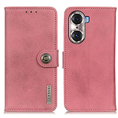 Custodia Portafoglio In Pelle Cover con Supporto K02Z per Huawei Honor 60 5G Rosa