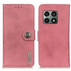 Custodia Portafoglio In Pelle Cover con Supporto K02Z per OnePlus 10 Pro 5G Rosa