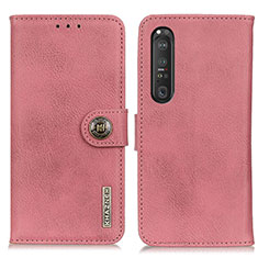 Custodia Portafoglio In Pelle Cover con Supporto K02Z per Sony Xperia 1 III Rosa