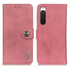 Custodia Portafoglio In Pelle Cover con Supporto K02Z per Sony Xperia 10 IV Rosa