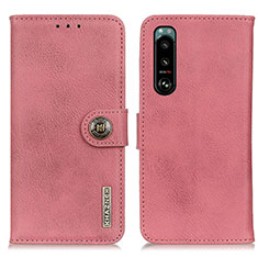 Custodia Portafoglio In Pelle Cover con Supporto K02Z per Sony Xperia 5 III Rosa