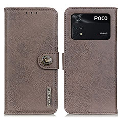 Custodia Portafoglio In Pelle Cover con Supporto K02Z per Xiaomi Poco M4 Pro 4G Grigio