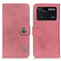 Custodia Portafoglio In Pelle Cover con Supporto K02Z per Xiaomi Poco M4 Pro 4G Rosa