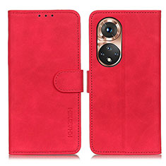 Custodia Portafoglio In Pelle Cover con Supporto K03Z per Huawei Honor 50 5G Rosso