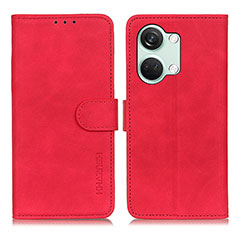 Custodia Portafoglio In Pelle Cover con Supporto K03Z per OnePlus Ace 2V 5G Rosso