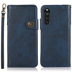Custodia Portafoglio In Pelle Cover con Supporto K03Z per Sony Xperia 10 III Lite Blu