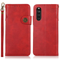 Custodia Portafoglio In Pelle Cover con Supporto K03Z per Sony Xperia 10 III Rosso