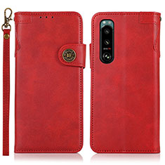 Custodia Portafoglio In Pelle Cover con Supporto K03Z per Sony Xperia 5 III Rosso