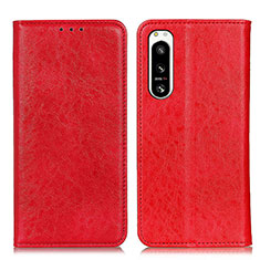 Custodia Portafoglio In Pelle Cover con Supporto K03Z per Sony Xperia 5 IV Rosso