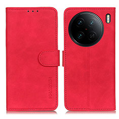 Custodia Portafoglio In Pelle Cover con Supporto K03Z per Vivo X90 Pro 5G Rosso