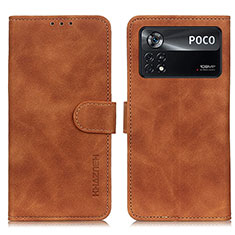 Custodia Portafoglio In Pelle Cover con Supporto K03Z per Xiaomi Poco X4 Pro 5G Marrone