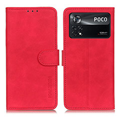 Custodia Portafoglio In Pelle Cover con Supporto K03Z per Xiaomi Poco X4 Pro 5G Rosso