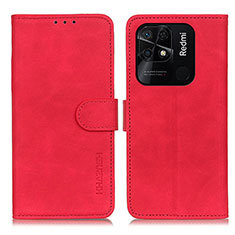 Custodia Portafoglio In Pelle Cover con Supporto K03Z per Xiaomi Redmi 10 India Rosso