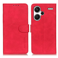 Custodia Portafoglio In Pelle Cover con Supporto K03Z per Xiaomi Redmi Note 13 Pro+ Plus 5G Rosso