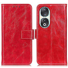 Custodia Portafoglio In Pelle Cover con Supporto K04Z per Huawei Honor 90 5G Rosso