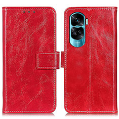 Custodia Portafoglio In Pelle Cover con Supporto K04Z per Huawei Honor 90 Lite 5G Rosso