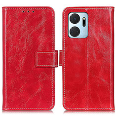 Custodia Portafoglio In Pelle Cover con Supporto K04Z per Huawei Honor X7a Rosso